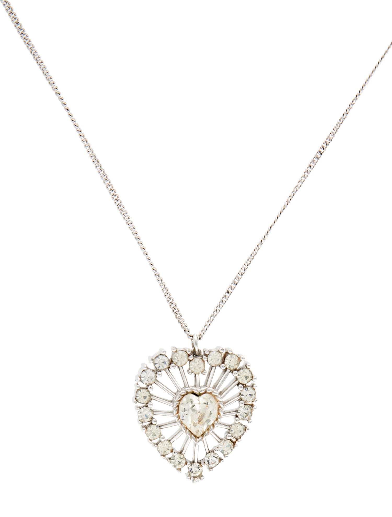 Trifari Crystal Heart Pendant Necklace