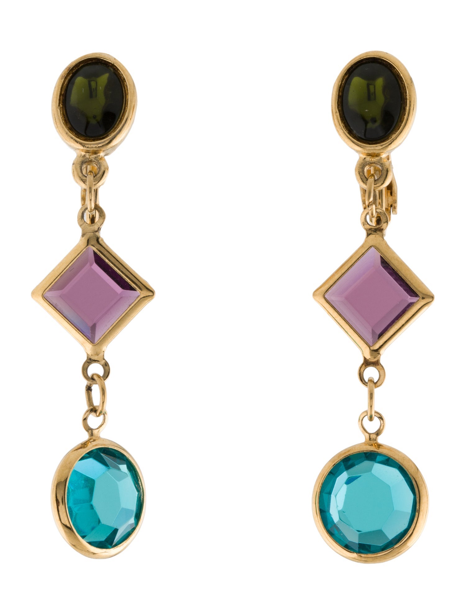 Trifari Crystal Clip-On Drop Earrings
