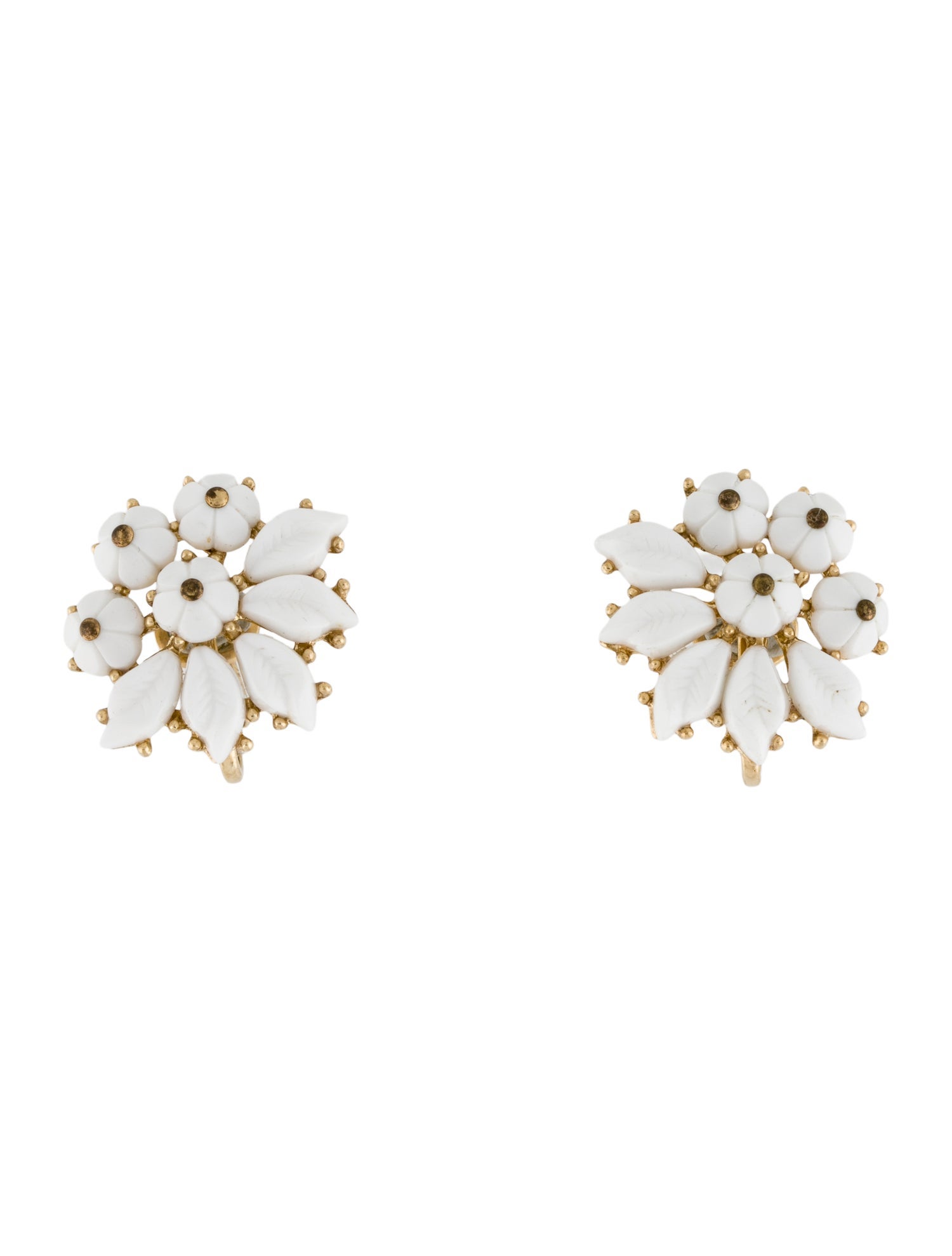 Trifari Resin Floral Clip On Earrings