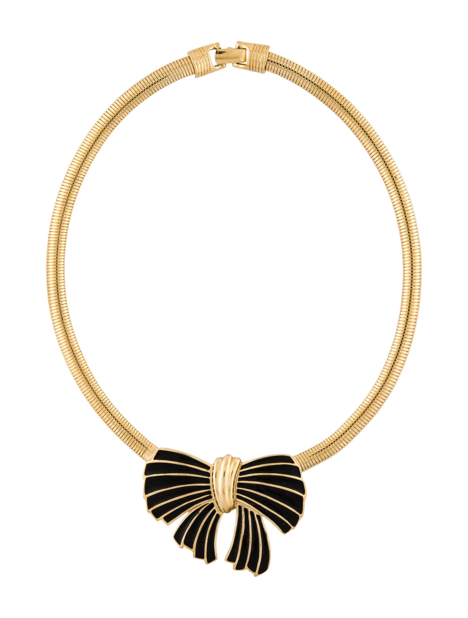 Trifari Vintage Enamel Bow Pendant Necklace