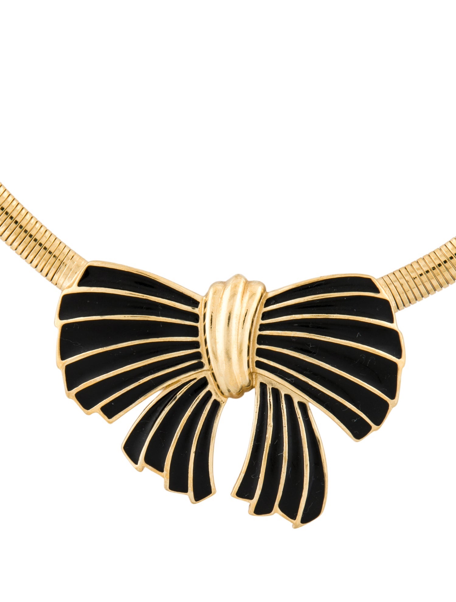 Trifari Vintage Enamel Bow Pendant Necklace