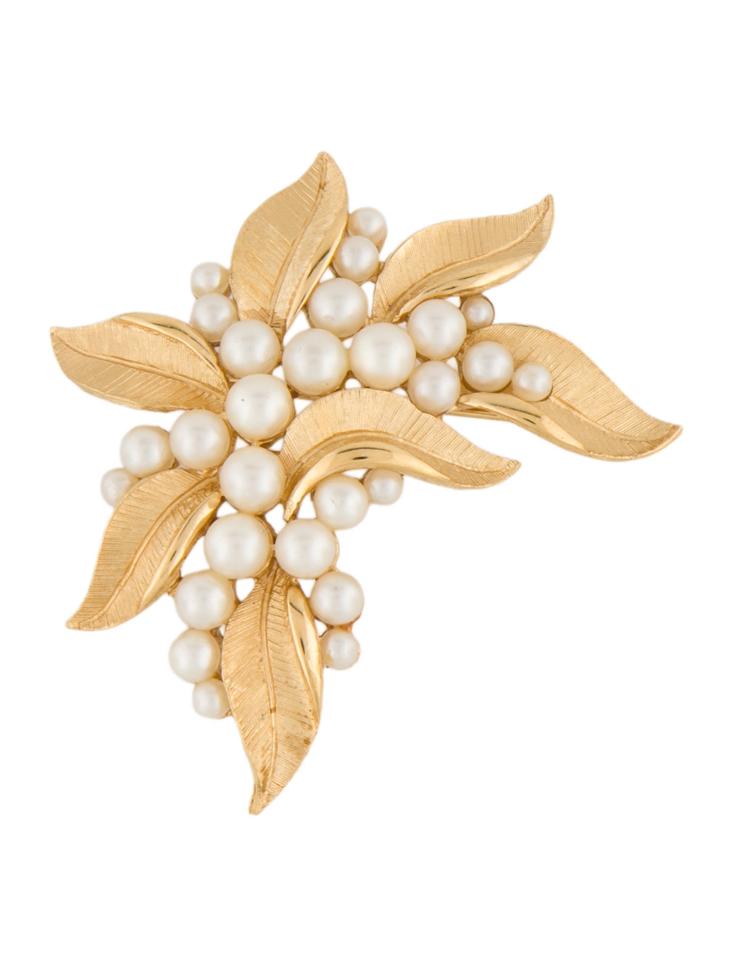 Trifari Faux Pearl Scad Brooch Pin