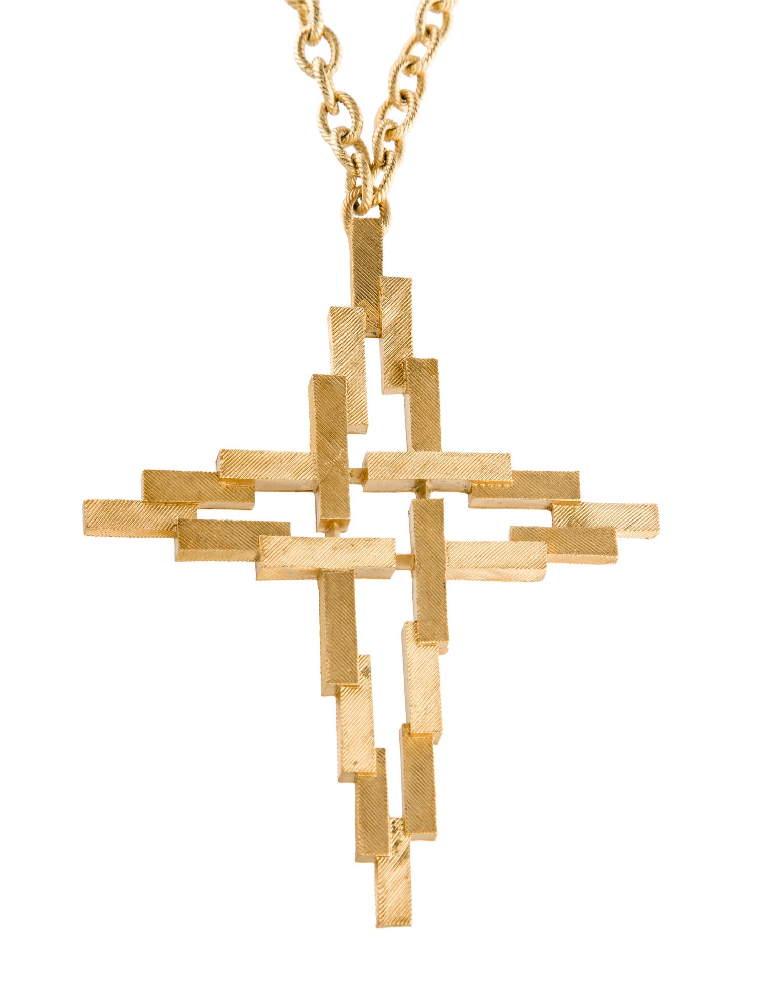 Trifari Geometric Cross Large Pendant Necklace