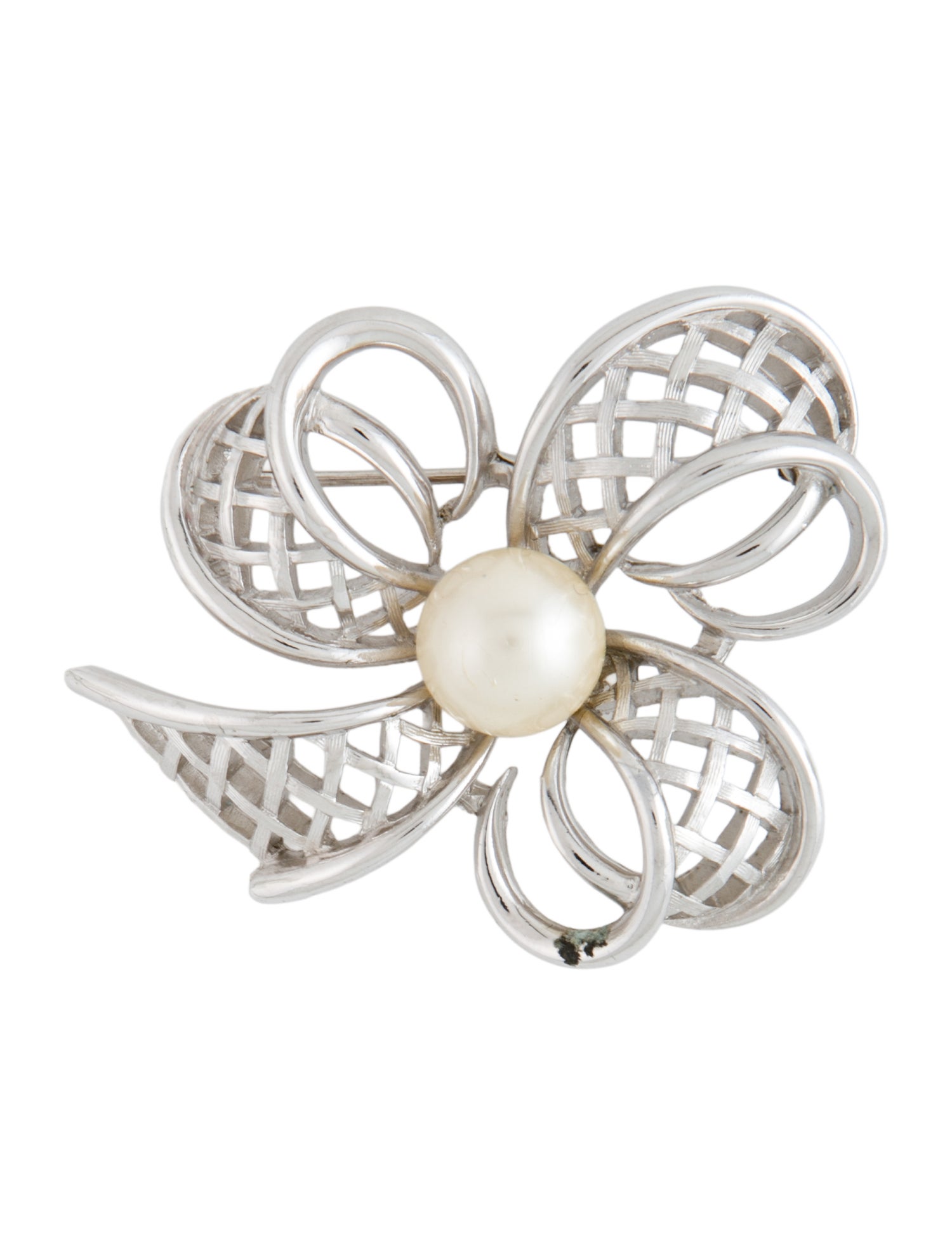 Trifari Faux Pearl Pin Brooch