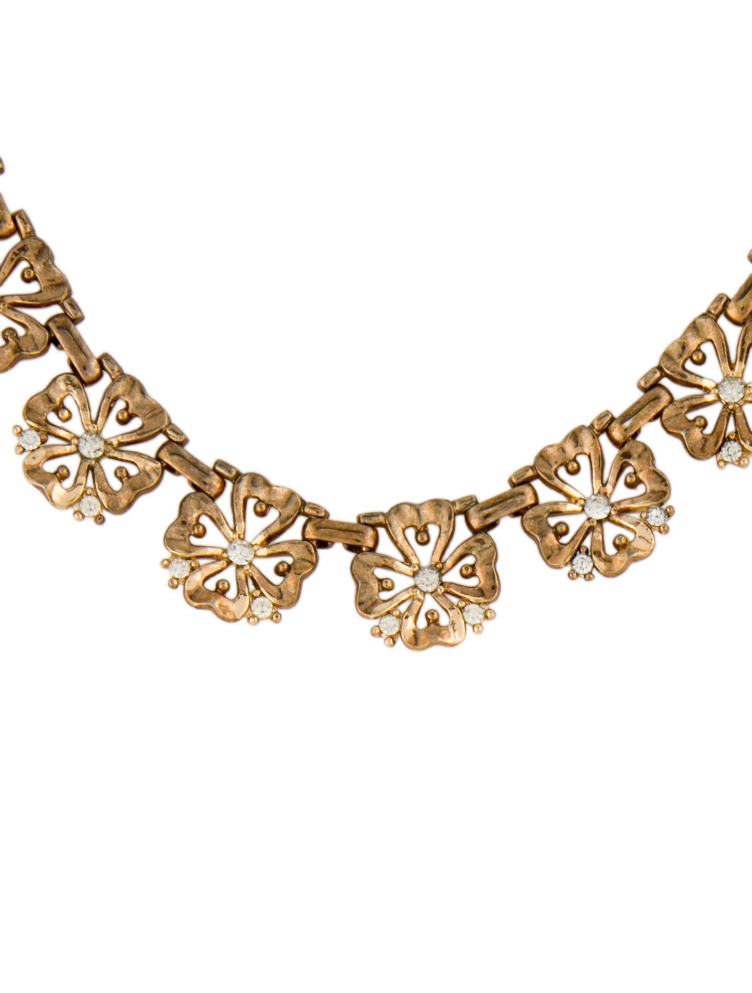 Trifari Vintage Crystal Flower Collar Necklace