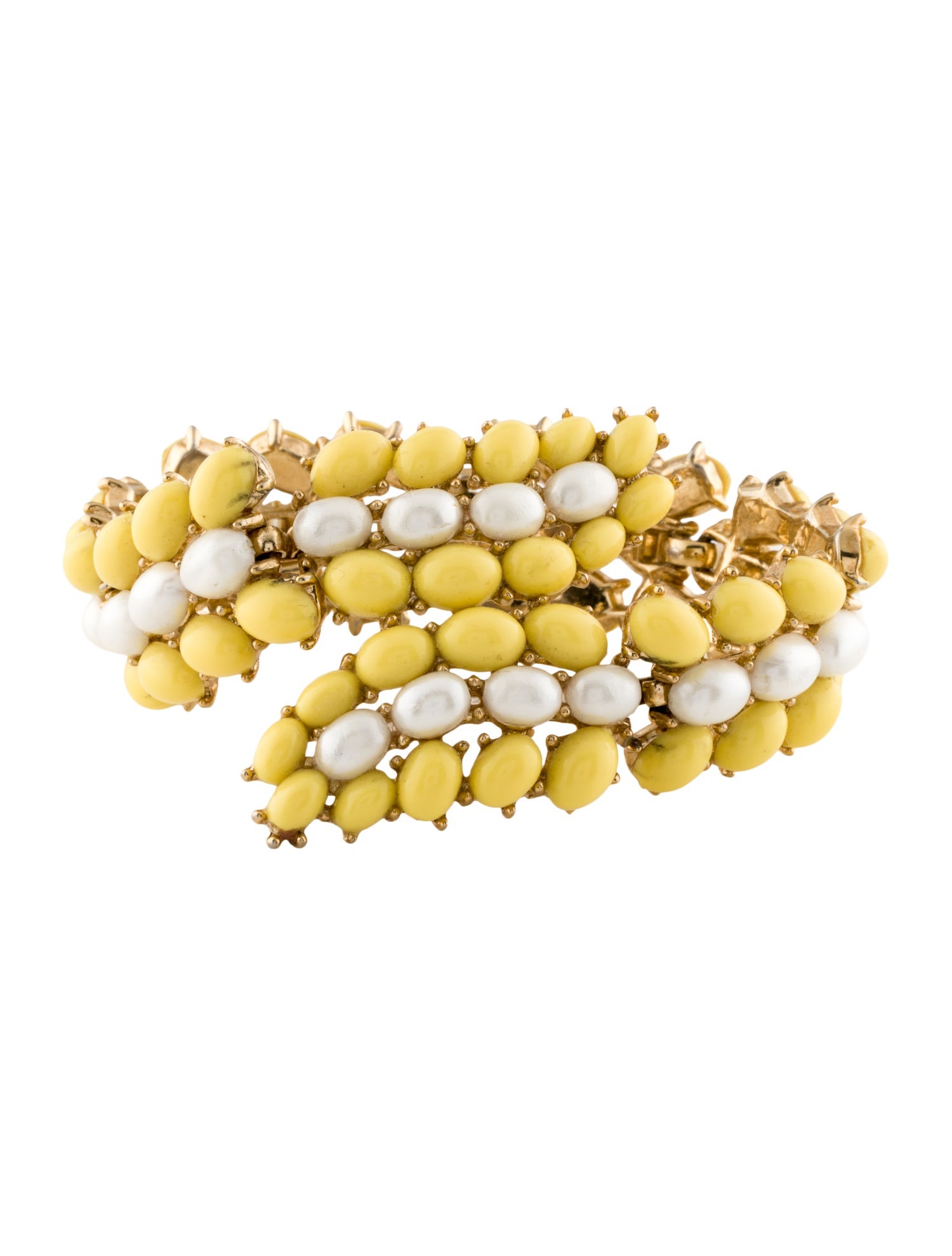 Trifari Faux Pearl & Resin Link Bracelet