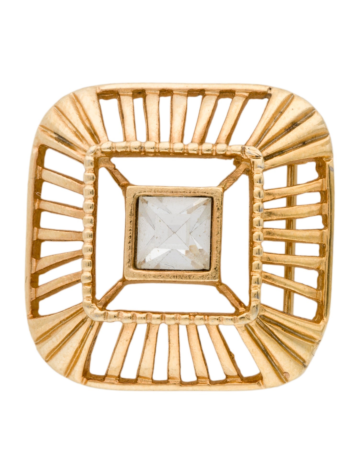 Trifari Vintage Crystal Square Pin Brooch