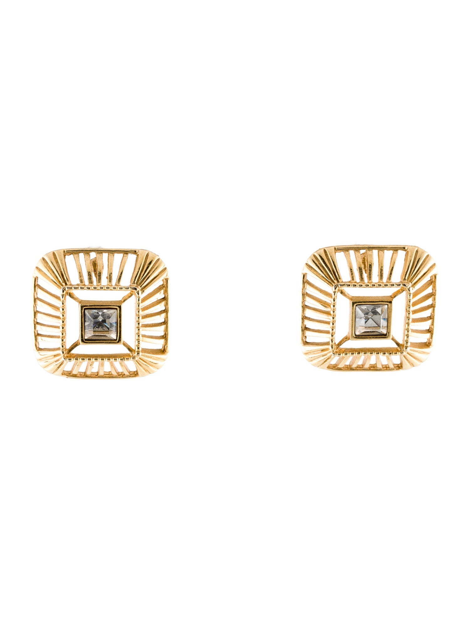 Trifari Vintage Crystal Square Drop Earrings