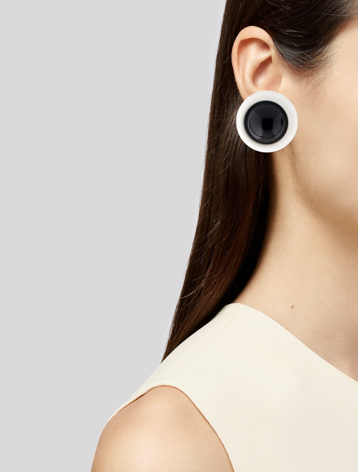 Trifari Vintage Enamel & Resin Domed Clip-on Drop Earrings