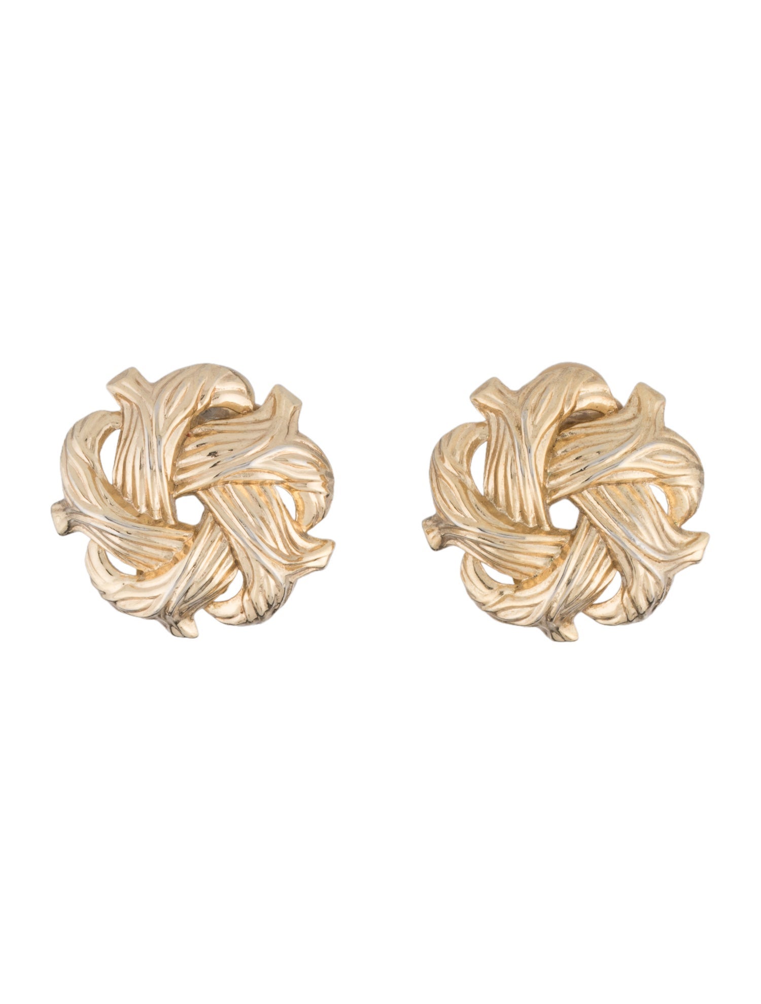 Trifari Weaven Clip On Earrings