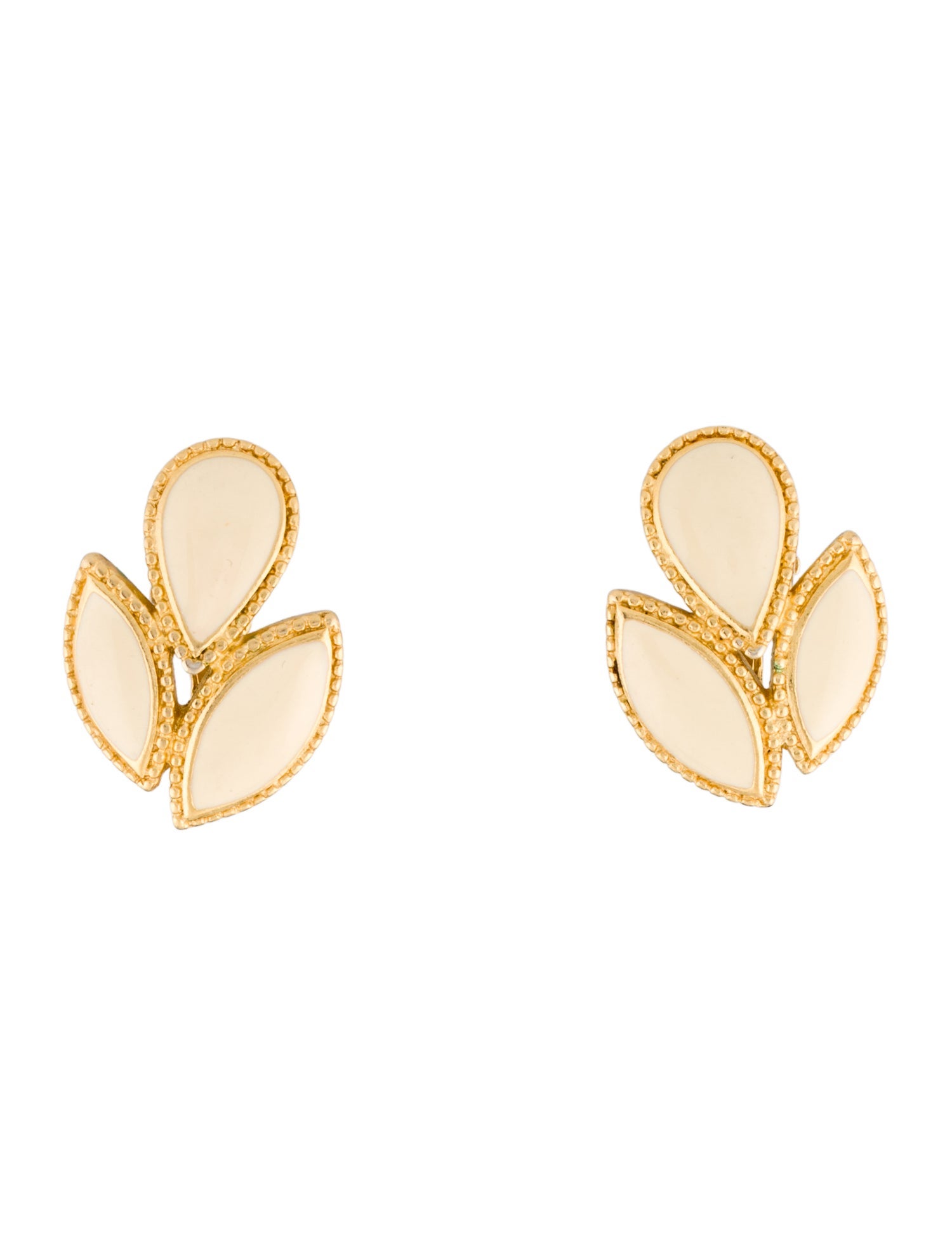 Trifari Enamel Flower Clip On Earrings