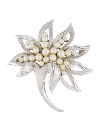 Trifari Faux Pearl Brooch