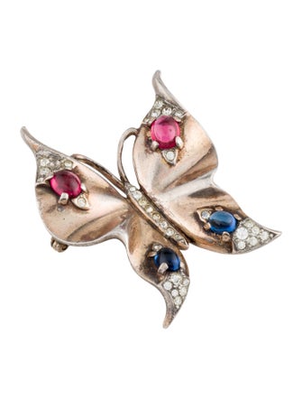 Trifari Crystal Butterfly Brooch