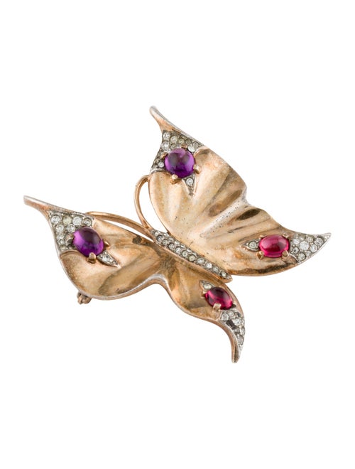 Trifari Crystal Butterfly Brooch