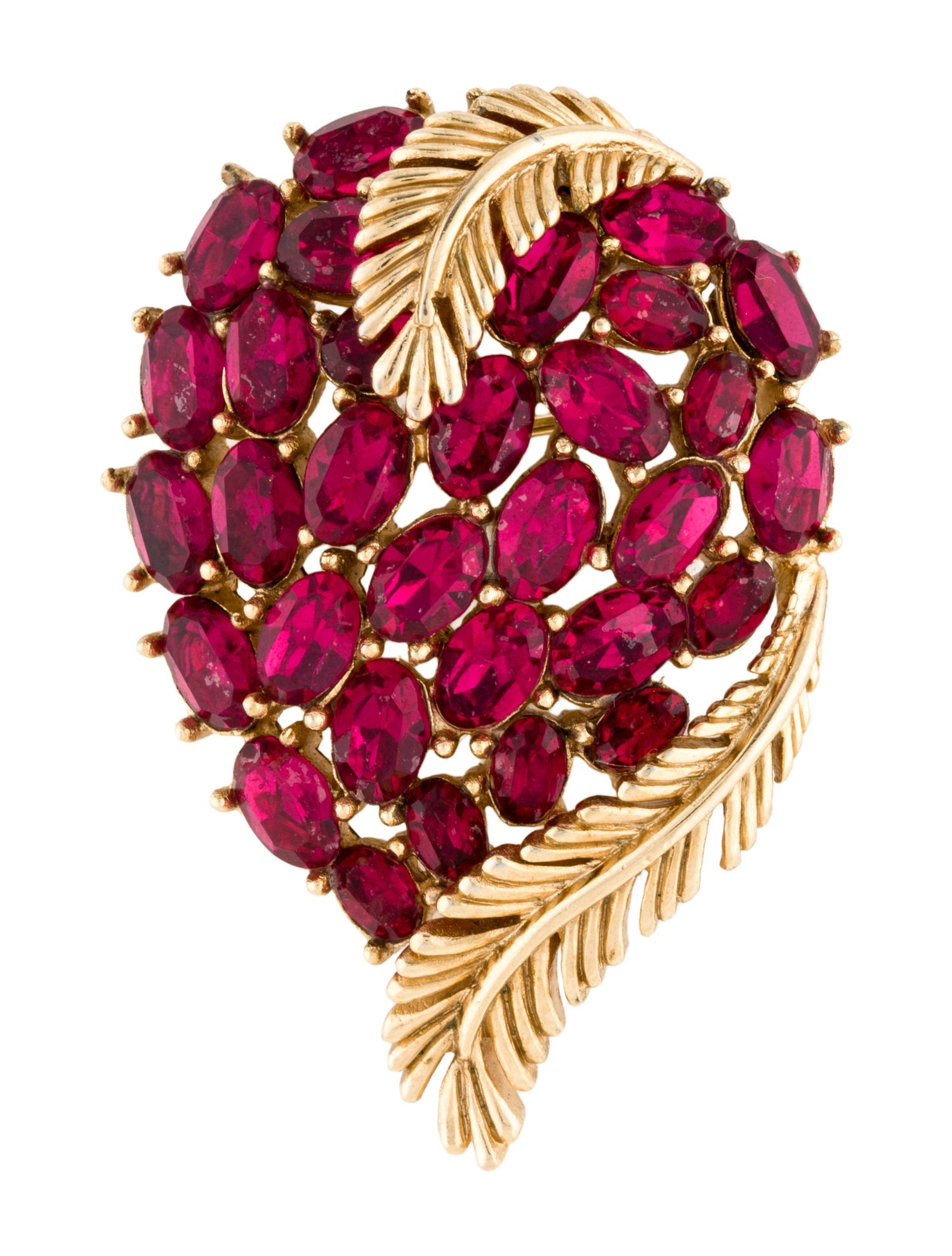 Trifari Crystal Leaf Motif Brooch