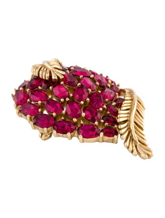 Trifari Crystal Leaf Motif Brooch