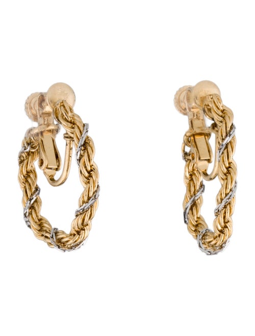 Trifari Two Tone Hoop Earrings