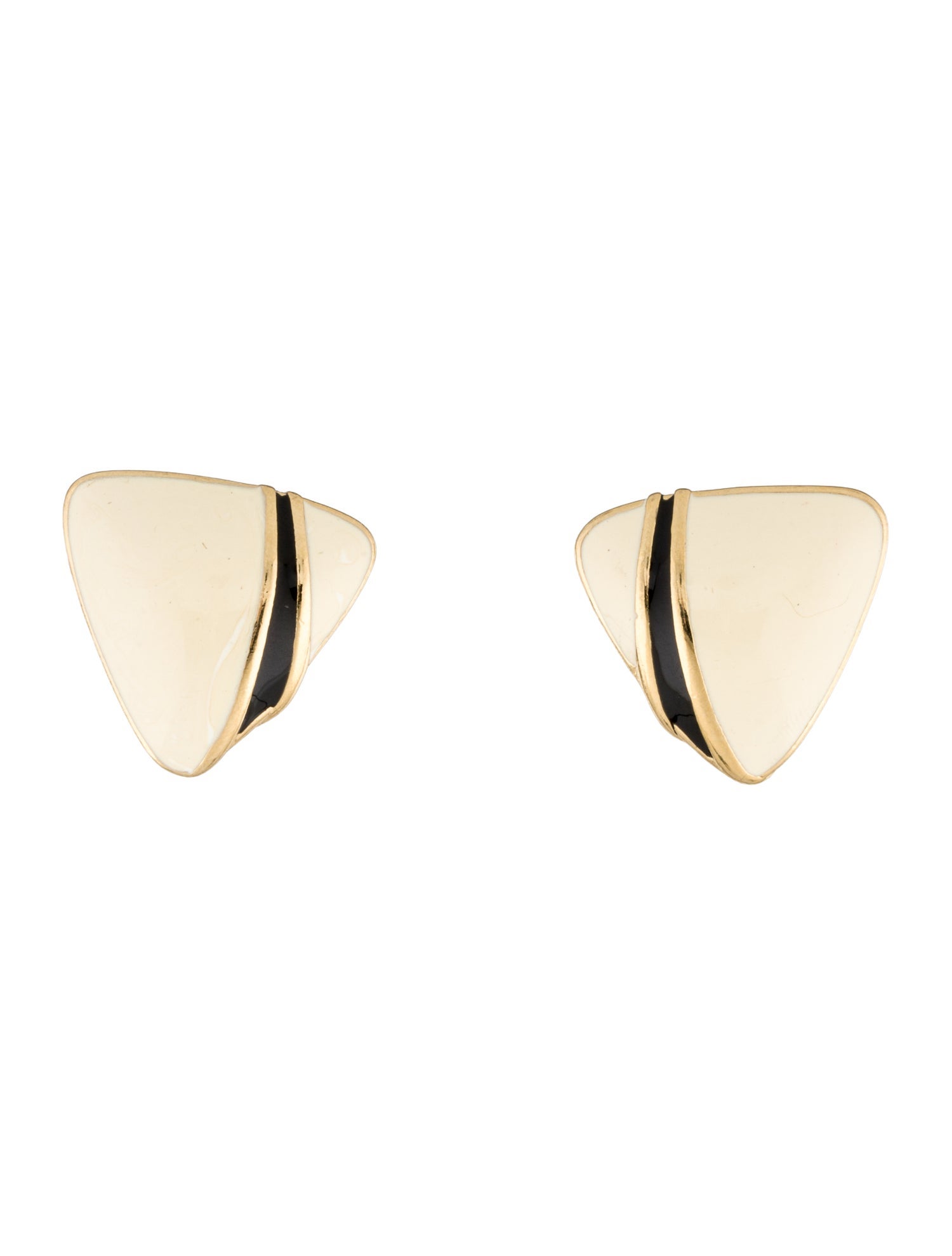 Trifari Enamel Triangle Stud Earrings