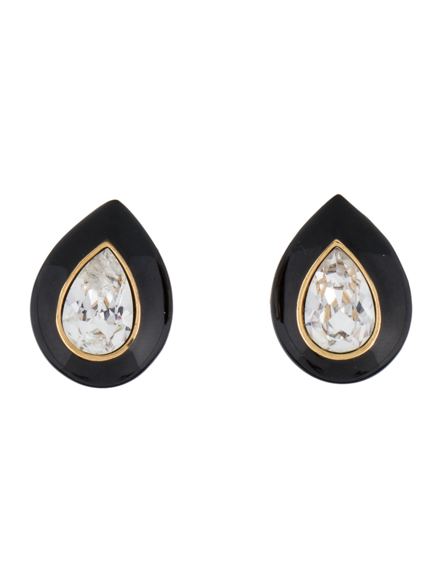 Trifari Crystal & Enamel Clip on Earrings