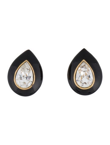 Trifari Earclip Crystal & Enamel Clip on Earrings