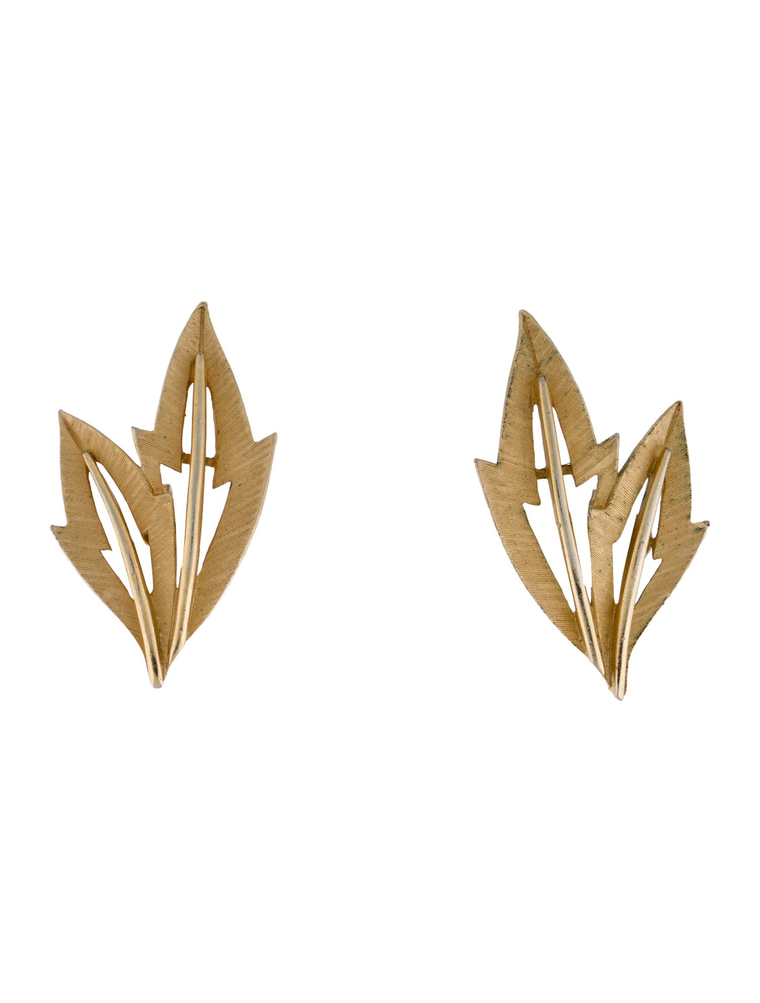 Trifari Vintage Leaf Stud Clip-On Earrings