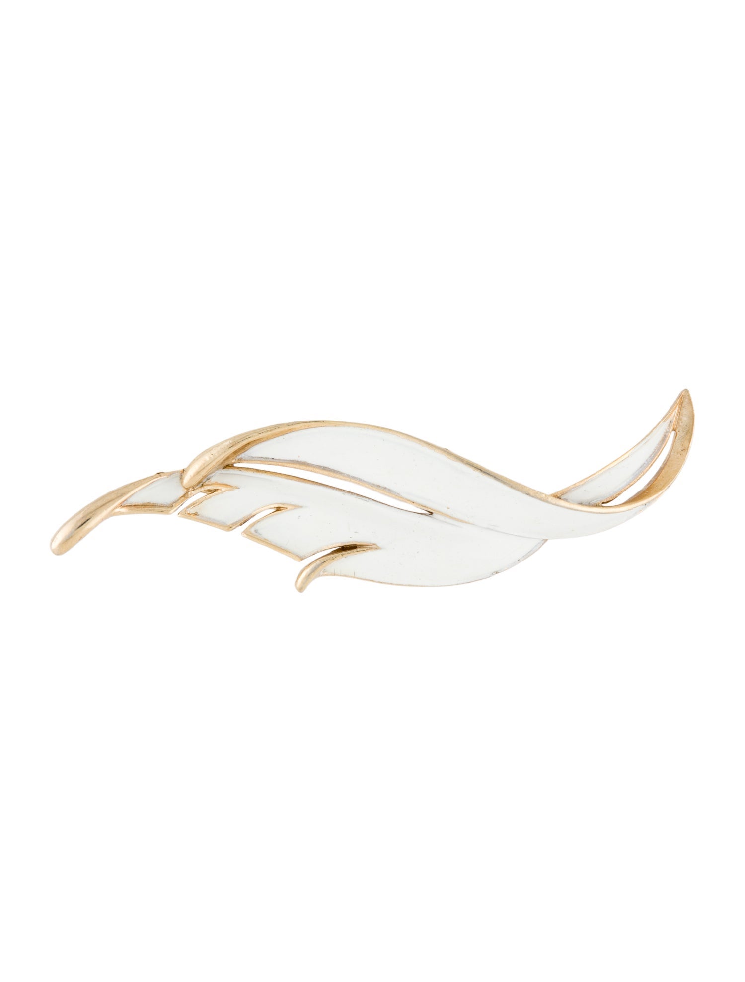 Trifari Enamel Feather Pin Brooch