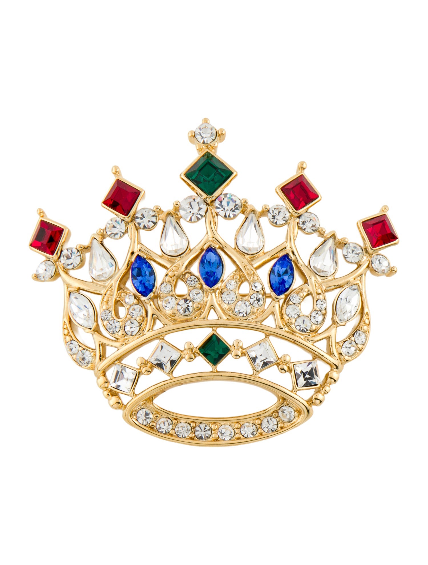 Trifari Crystal Crown Brooch