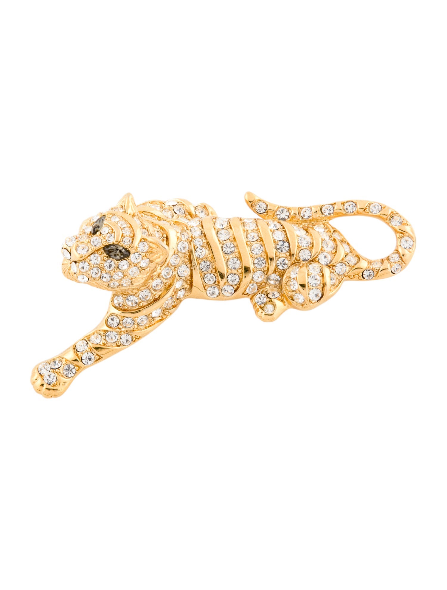 Trifari Crystal Tiger Brooch Pin