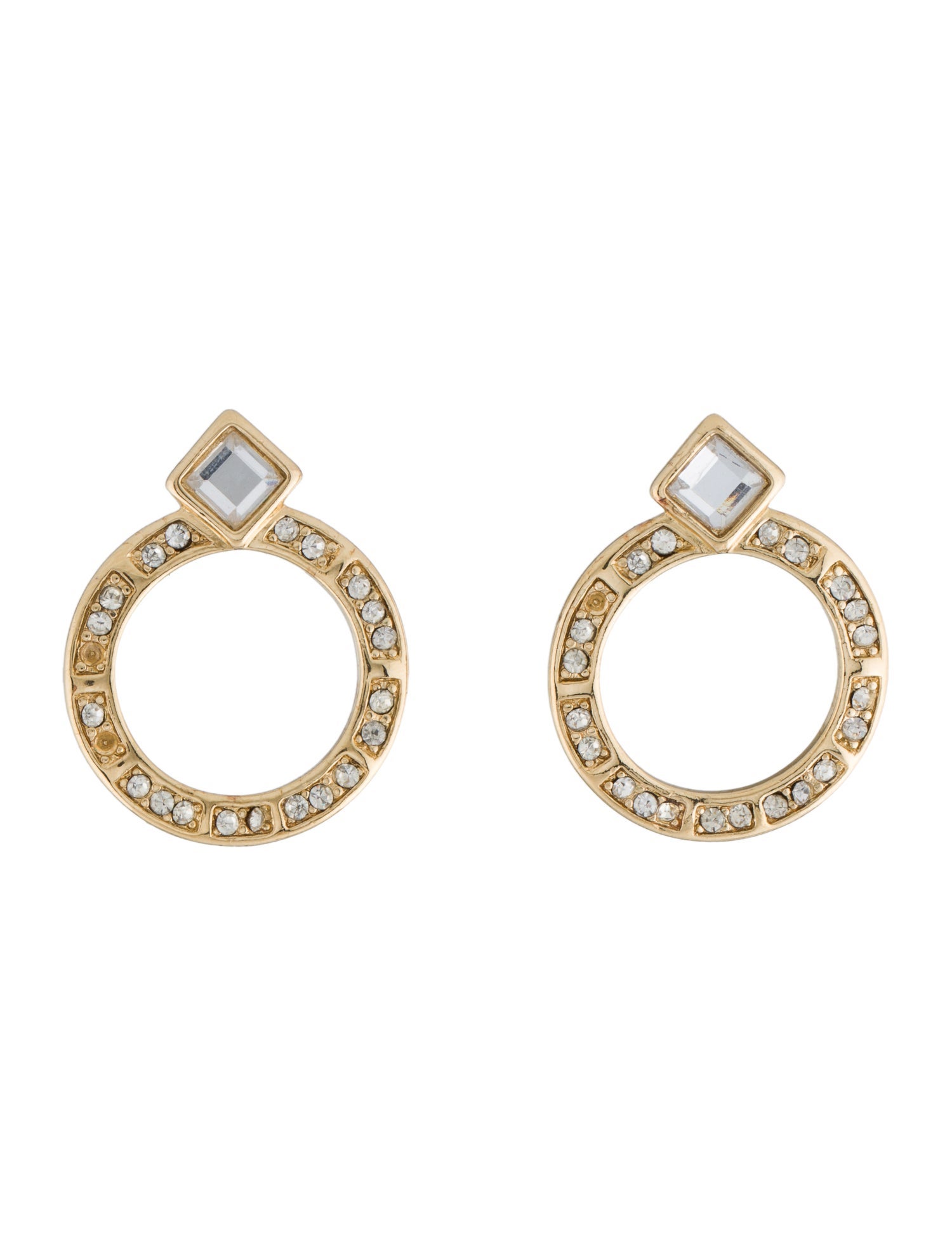 Trifari Crystal Round Drop Earrings