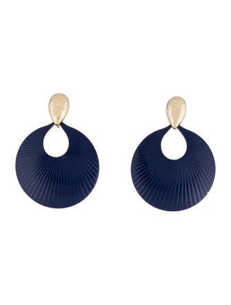 Trifari Enamel Textured Round Clip- On Earrings