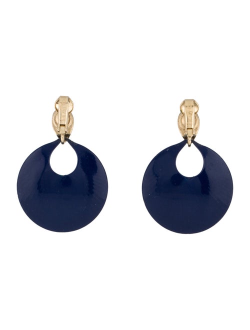 Trifari Enamel Textured Round Clip- On Earrings