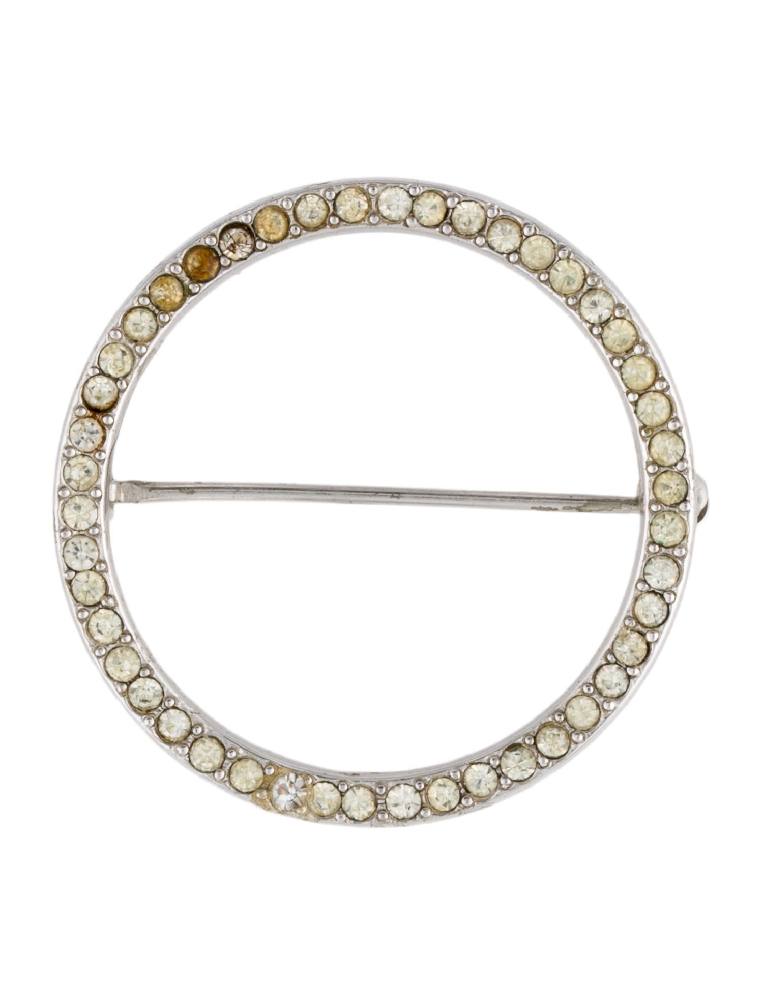 Trifari Crystal Round Pendant Brooch