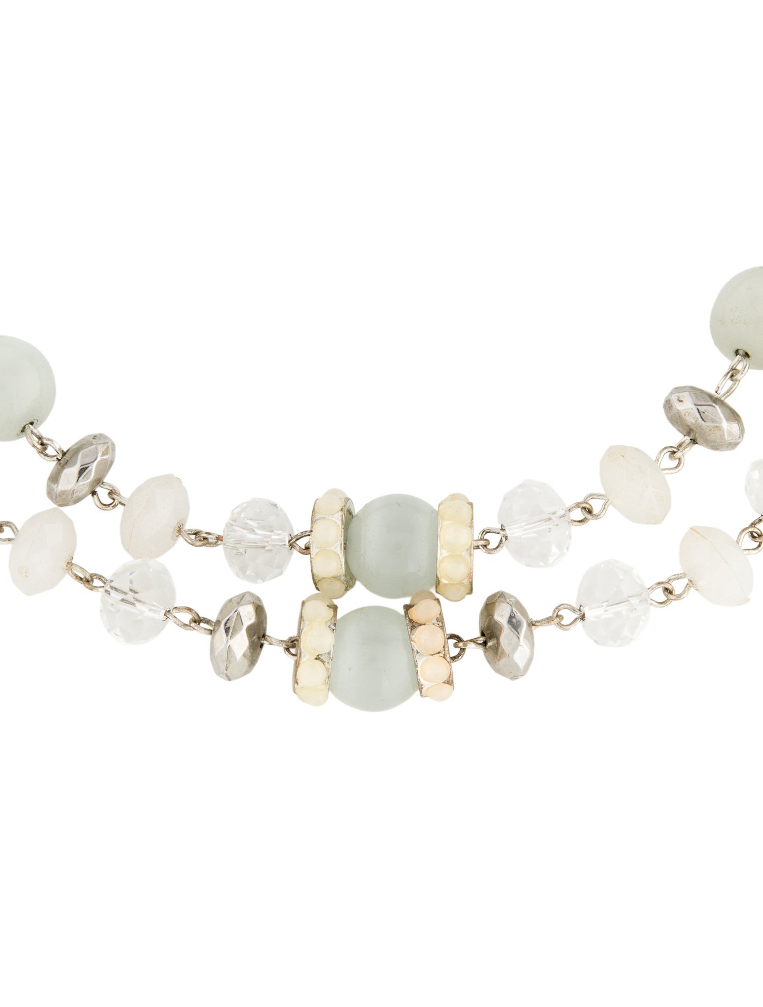 Trifari Crystal & Bead Double Strand Necklace