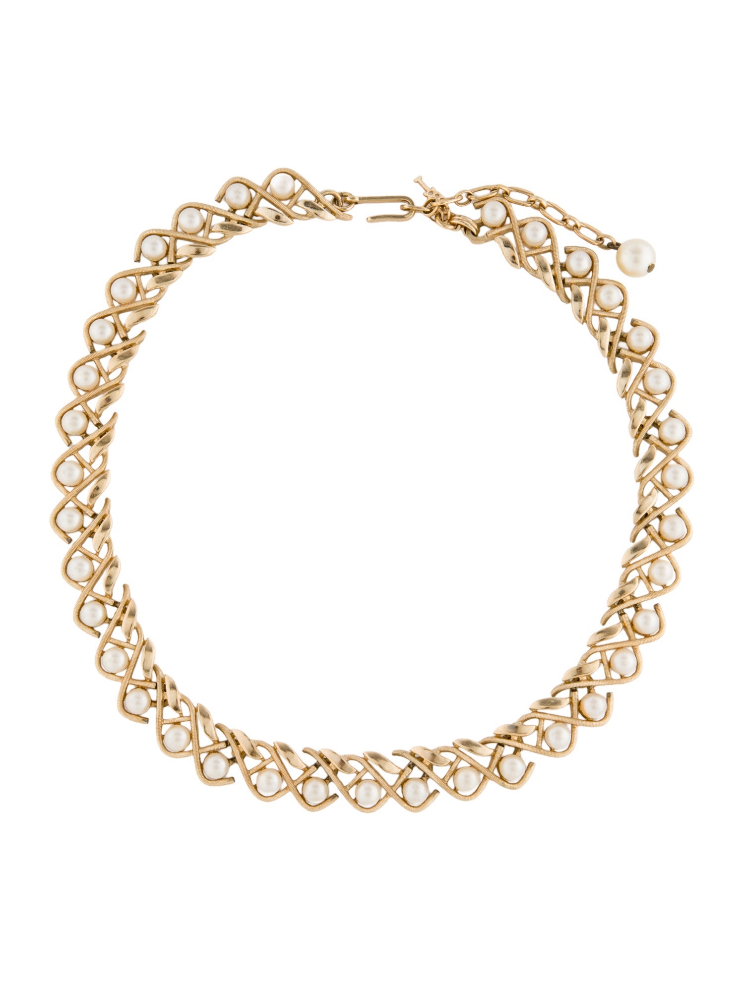 Trifari Faux Pearl Collar Necklace