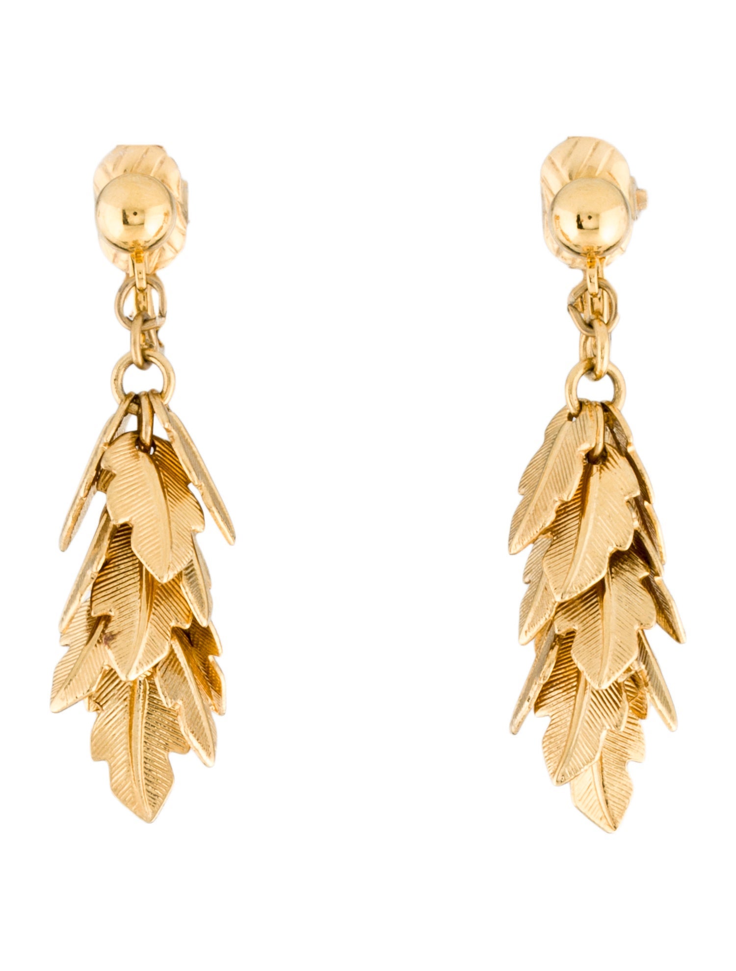 Trifari Leaves Drop Clip-On Earrings