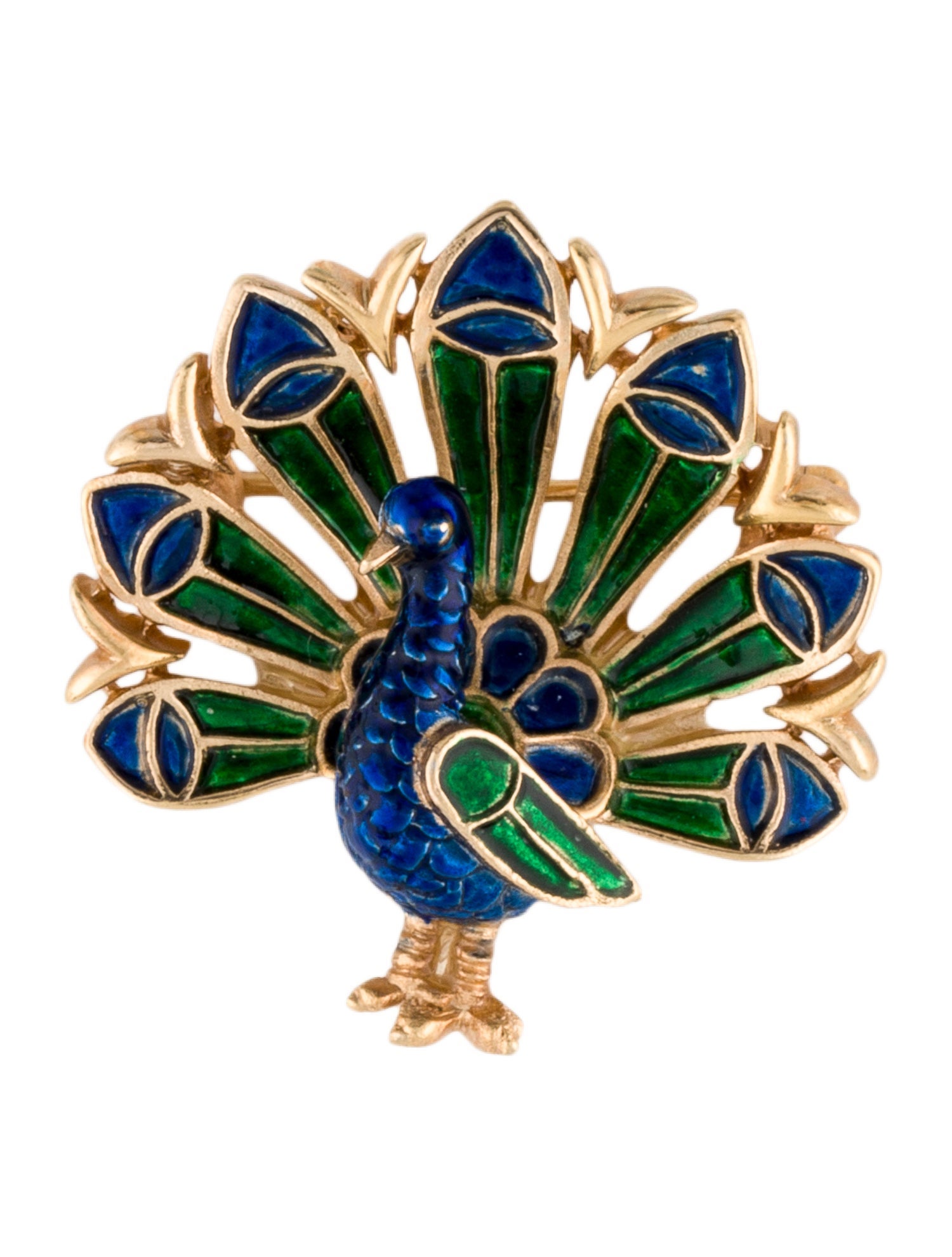 Trifari Enamel Peacock Pin Brooch