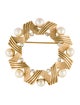 Trifari Crystal & Faux Pearl Pin Brooch