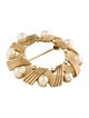 Trifari Crystal & Faux Pearl Pin Brooch