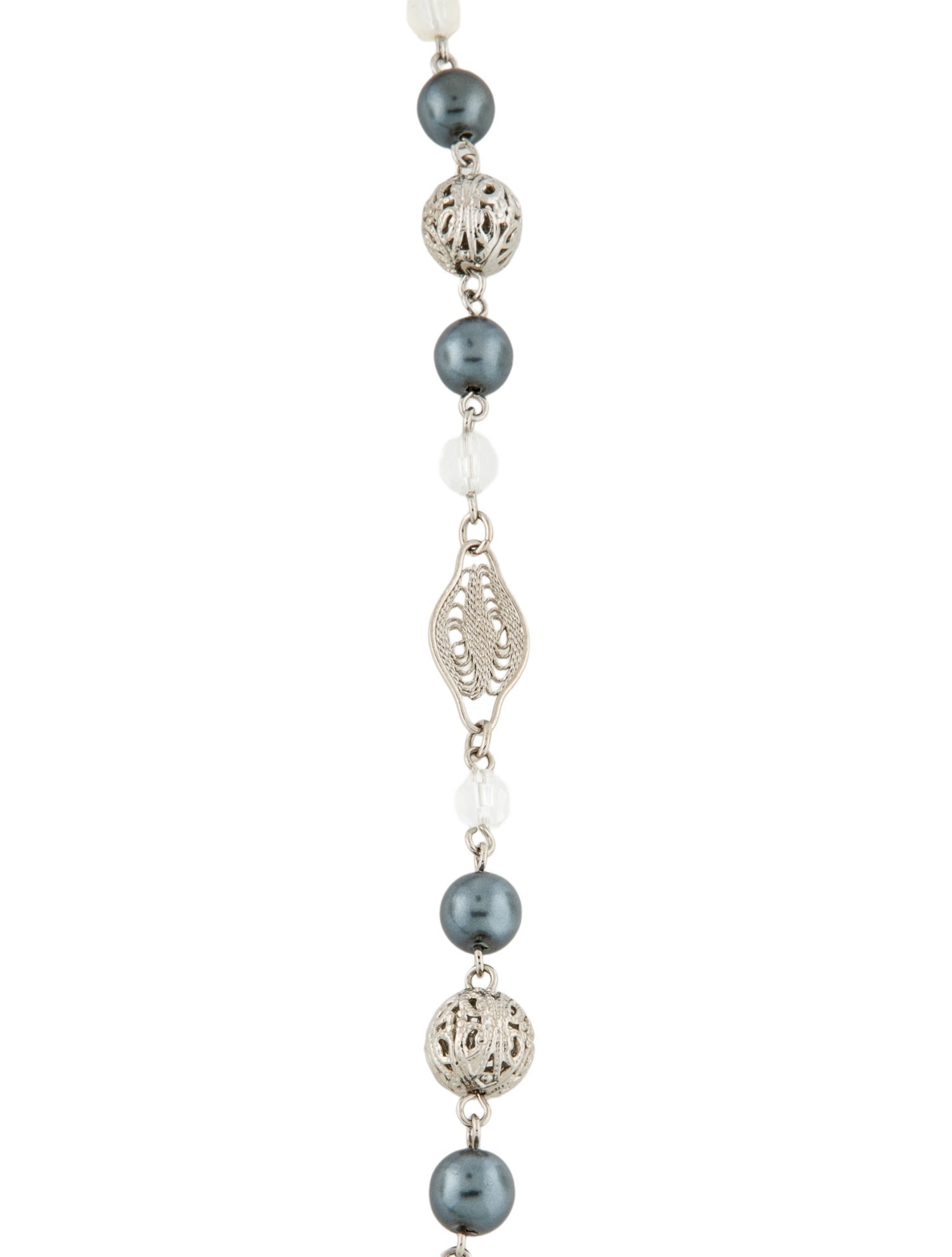 Trifari Faux Pearl & Crystal Bead Strand Necklace