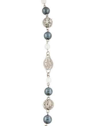 Trifari Faux Pearl & Crystal Bead Strand Necklace