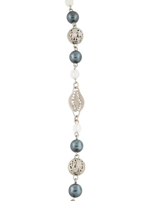 Trifari Faux Pearl & Crystal Bead Strand Necklace