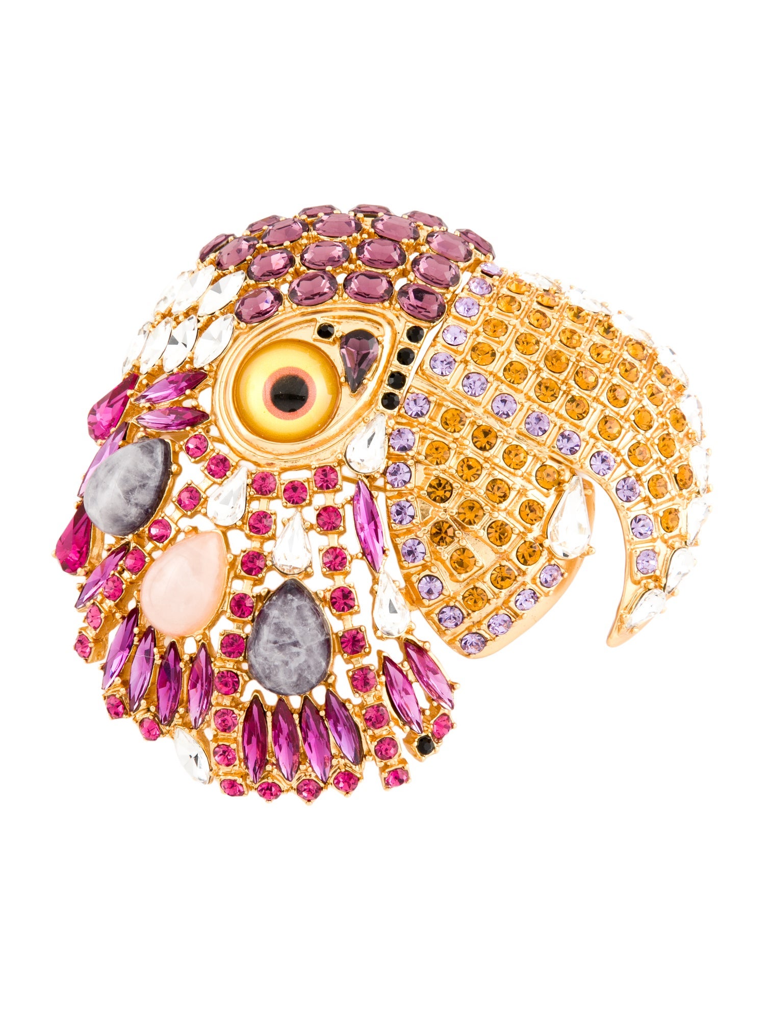 Trifari Crystal Large Parrot Brooch Pin