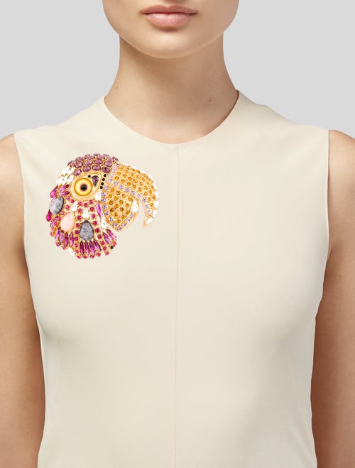 Trifari Crystal Large Parrot Brooch Pin