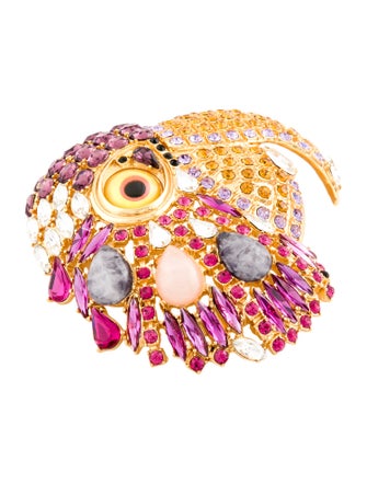 Trifari Crystal Large Parrot Brooch Pin