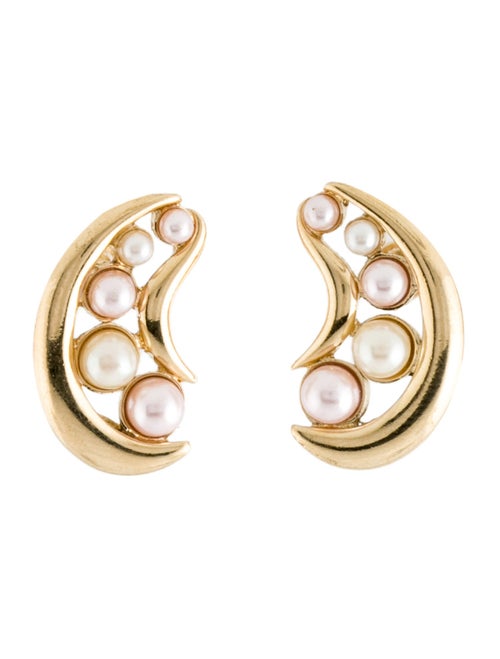 Trifari Faux Pearl Cluster Stud Earrings