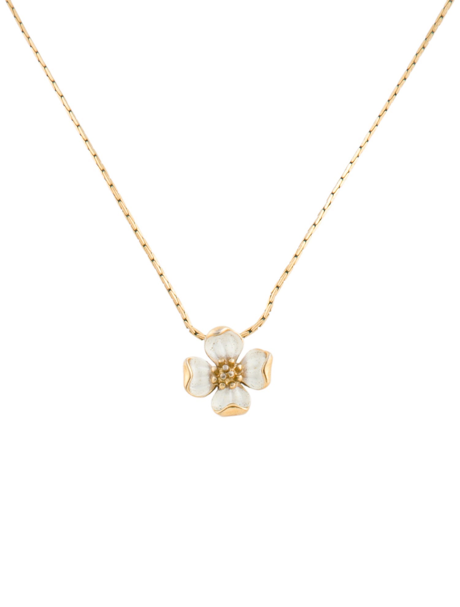 Trifari Enamel Flower Pendant Necklace