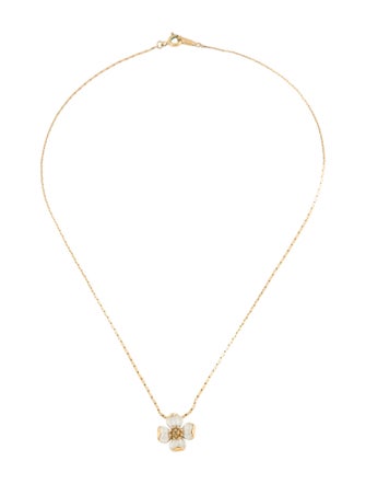 Trifari Enamel Flower Pendant Necklace