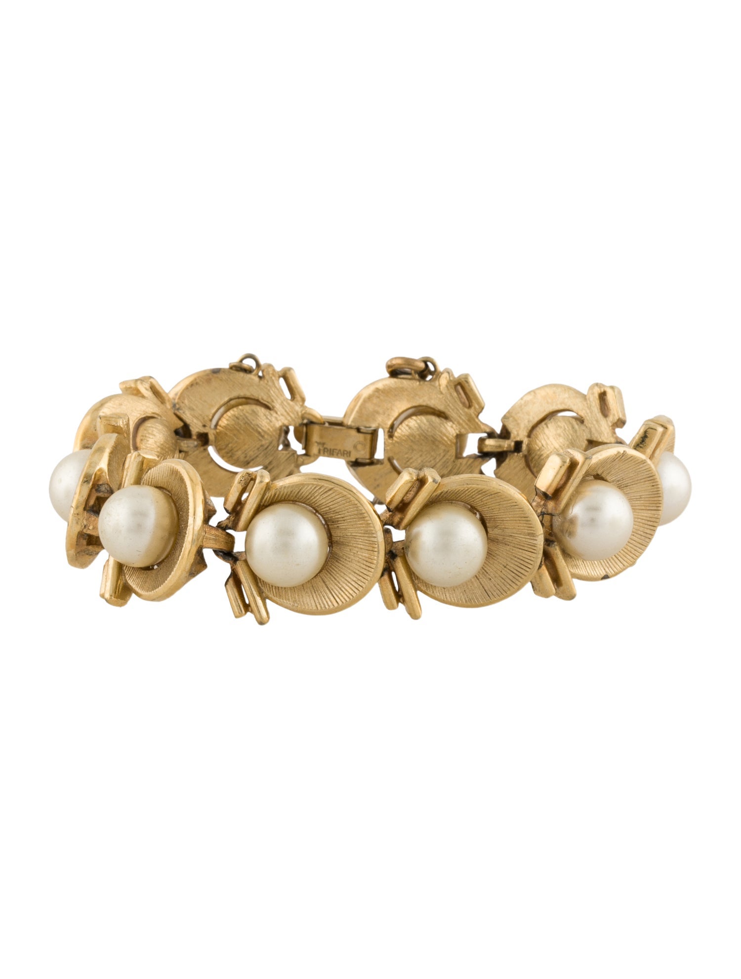 Trifari Faux Pearl Link Bracelet