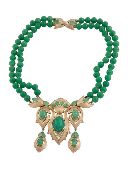 Trifari Resin & Bead Collar Necklace