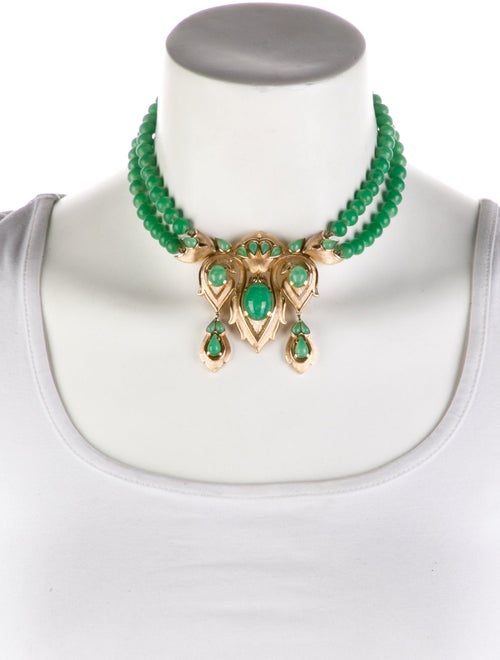 Trifari Resin & Bead Collar Necklace